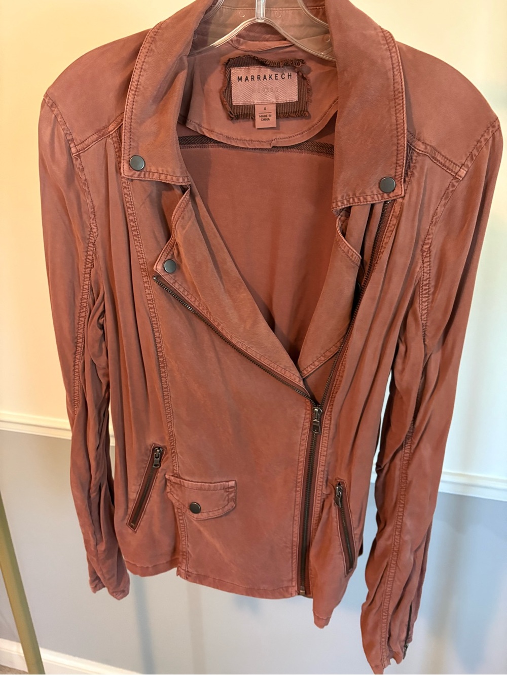 Rosewood colored Moto Detailed Jacket